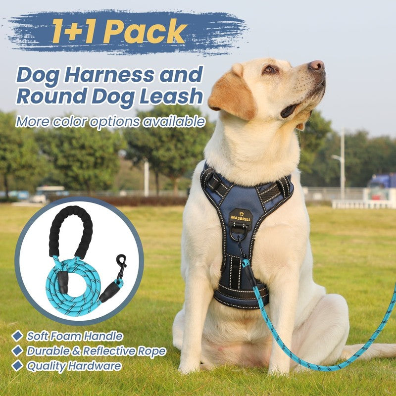No Pull Dog Harness & Leash Set, Reflective Adjustable Soft Vest Small3