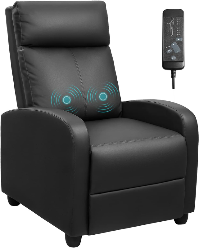 Modern Black Massage Recliner Chair with Padded Cushion for Home Theater9