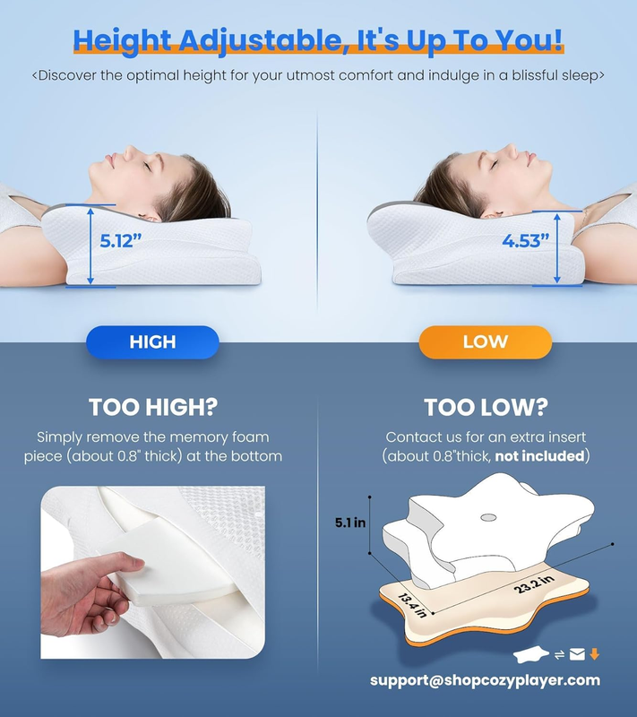 Ultra Cooling Neck Pillow Adjustable Cervical Memory Foam Support3