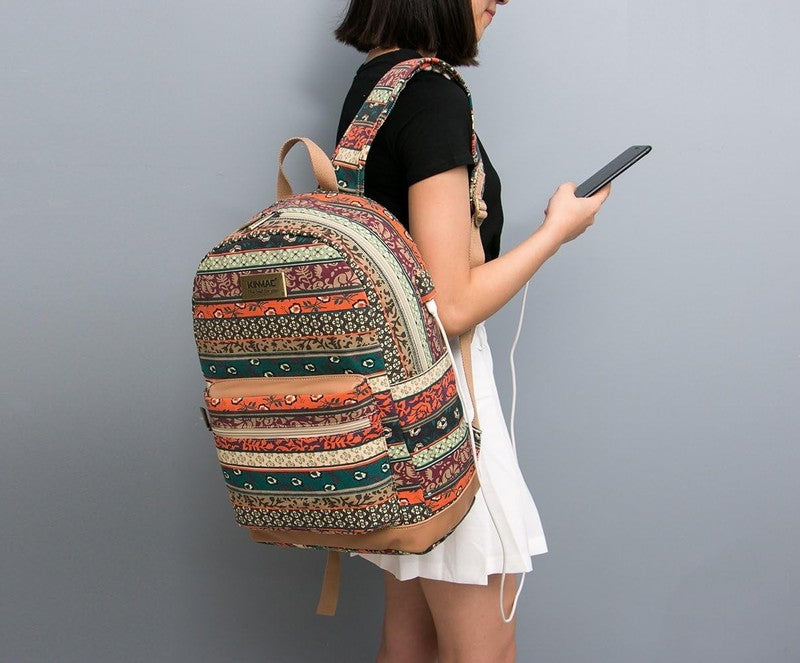 Bohemian Laptop Backpack 15.6" Travel Outdoor Cushioned Straps New7