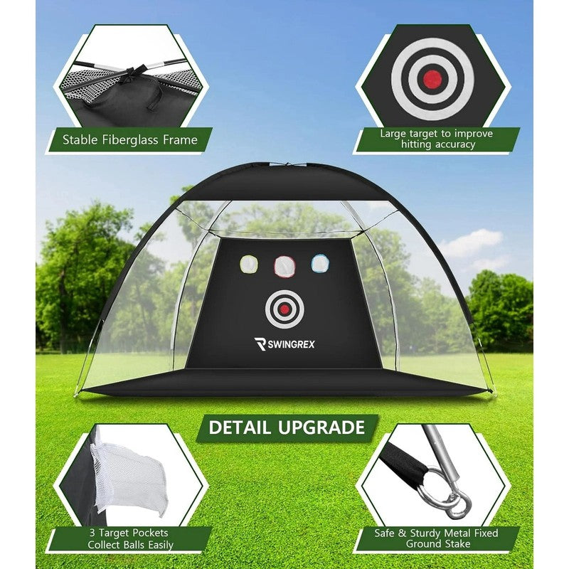 10X7Ft Golf Net for Home Swing Training with Mat, Target & Balls2