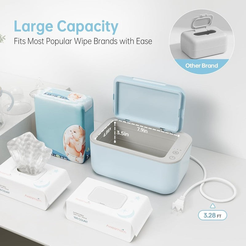 Baby Wipe Warmer Adjustable Temp Silent Heating Large Capacity Blue2