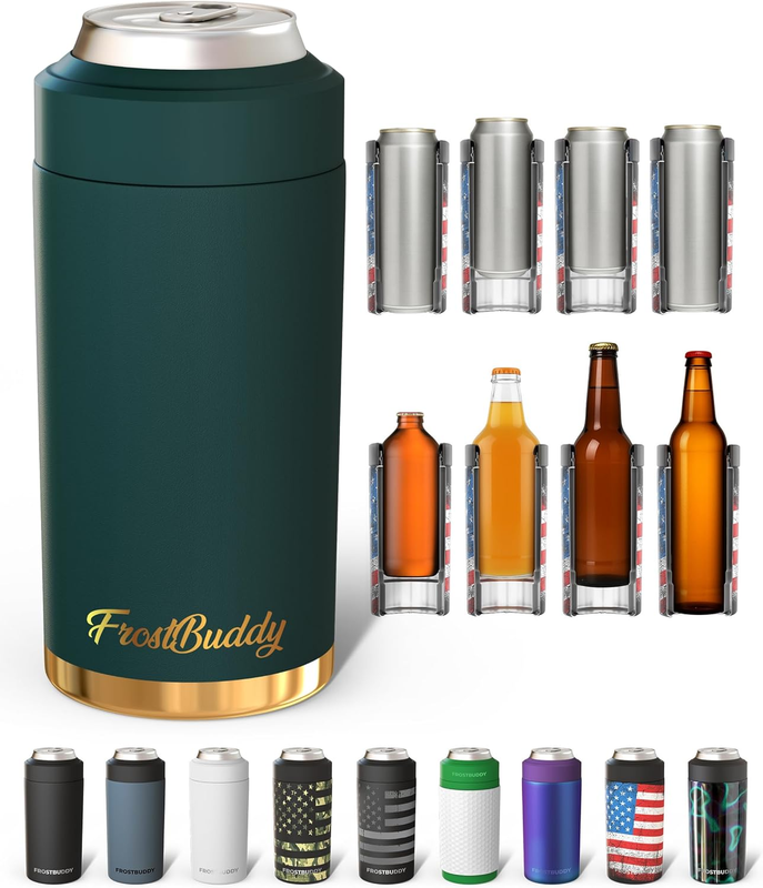Universal Can Cooler Stainless Steel Fits 12oz 16oz Slim Cans Emerald0