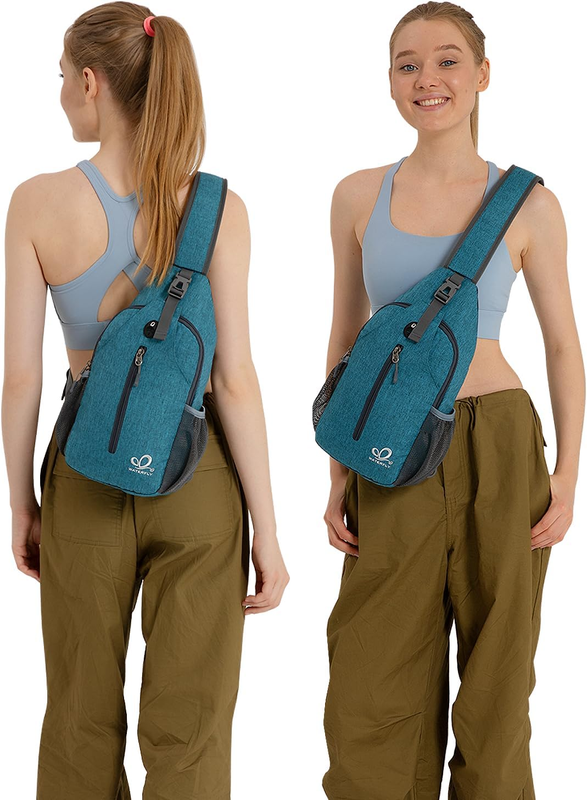 Teal Blue Sling Bag Crossbody Backpack Travel Hiking Daypack5