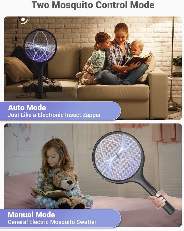 Electric Fly Swatter Bug Zapper Racket 4000V LED Screen Dual Modes Fly Zapper Re3