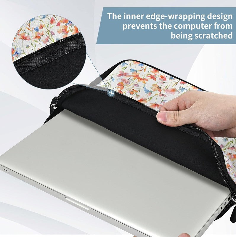 14 15.6 Laptop Sleeve Bag Flowers Neoprene Carry Case w/ Handle Pocket6