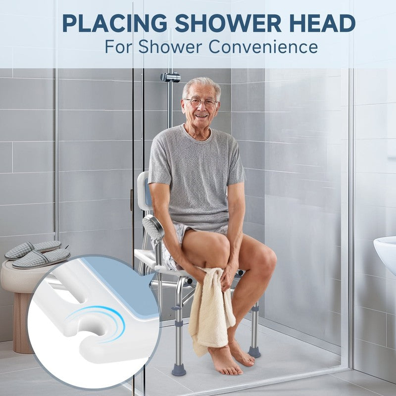 Heavy Duty Shower Chair with Back 500lb Padded Adjustable Bath Stool2