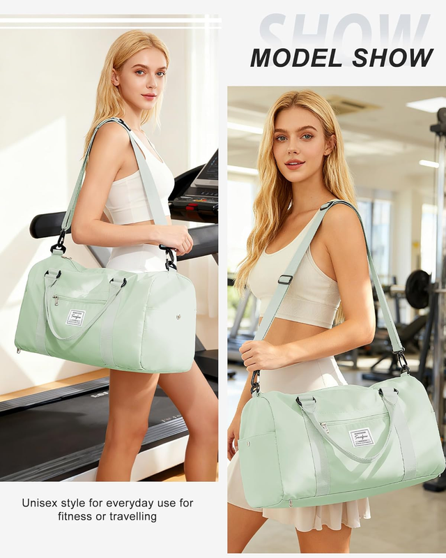 Gym Bag Womens Mens with Shoes Compartment and Wet Pocket Travel Duffel Bags for3