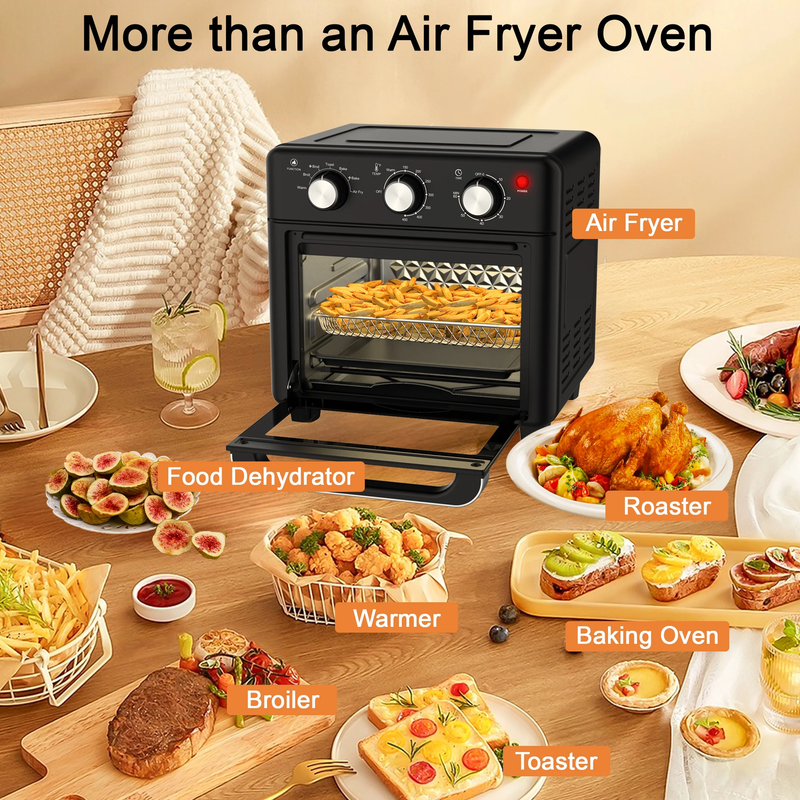 14QT Air Fryer Toaster Oven Combo 7 in 1 Oil Less Cooker Bake Broil Toast Black1