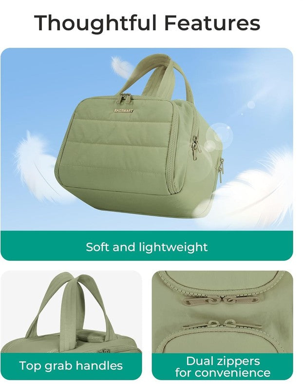 Travel Toiletry Bag Large Wide-Open Makeup Organizer Handle for Women Green4
