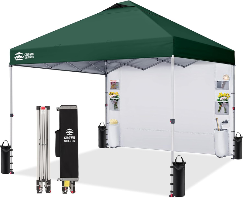 Crown Shades 10x10 Pop Up Canopy Tent w/ Sidewall Easy Setup Forest Green8