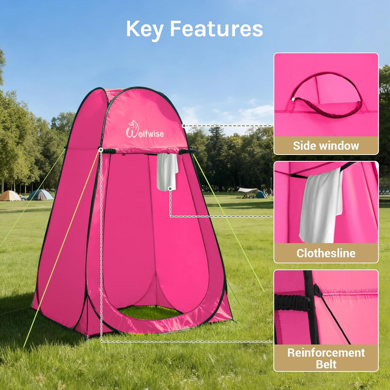 Pop Up Shower Tent Camping Portable Privacy Changing Carry Bag Rose Red6