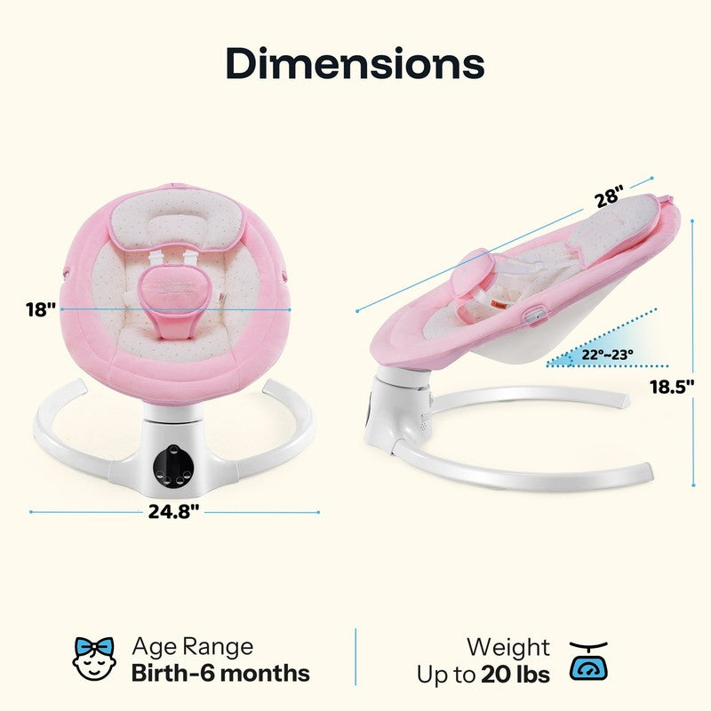 Baby Swing for Girl with Remote Control, 5 Sway Speed, 10 Lullabies, Pink4