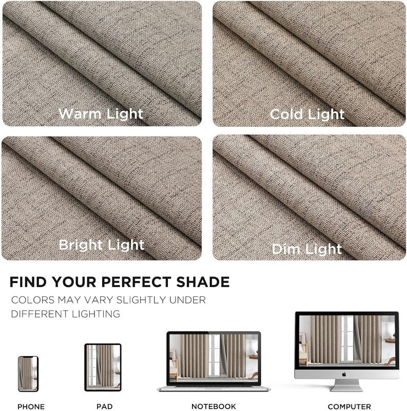 Blackout Curtains for Bedroom   Nature Linen 84 Inch Long 100% Light Blocking 2 8
