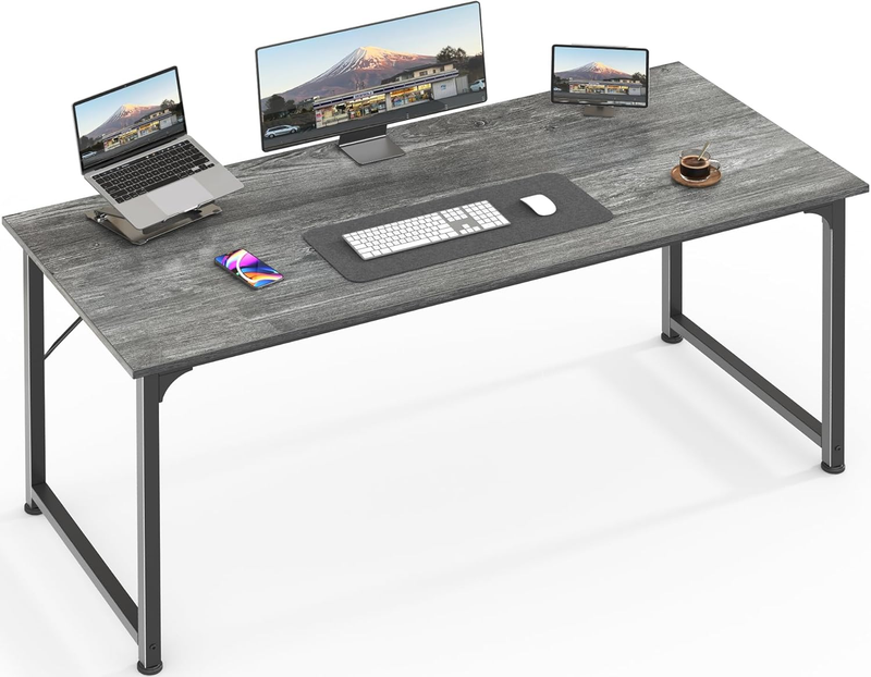 55" Computer Desk Grey   Home Office, Gaming, Sturdy Frame, Modern Design11