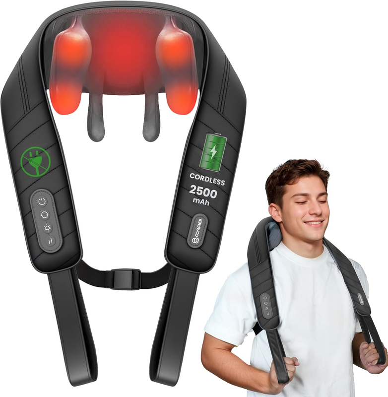 Cordless Neck Shoulder Massager w/ Heat 4D Shiatsu Deep Tissue Massage10