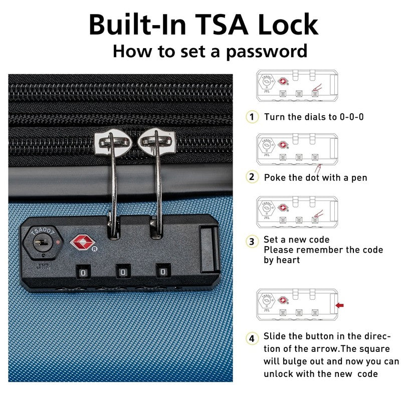 3 Piece 20" Hardside Carry On Luggage TSA Lock Spinner Cup Holder8