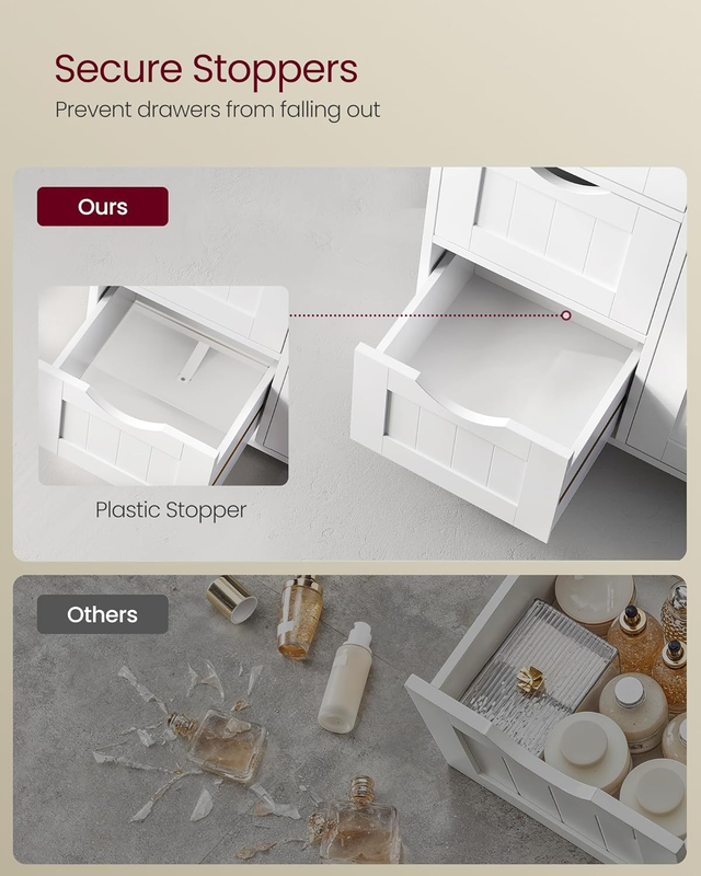 Floor Storage Cabinet Drawer Door Adjustable Shelf Cloud White5