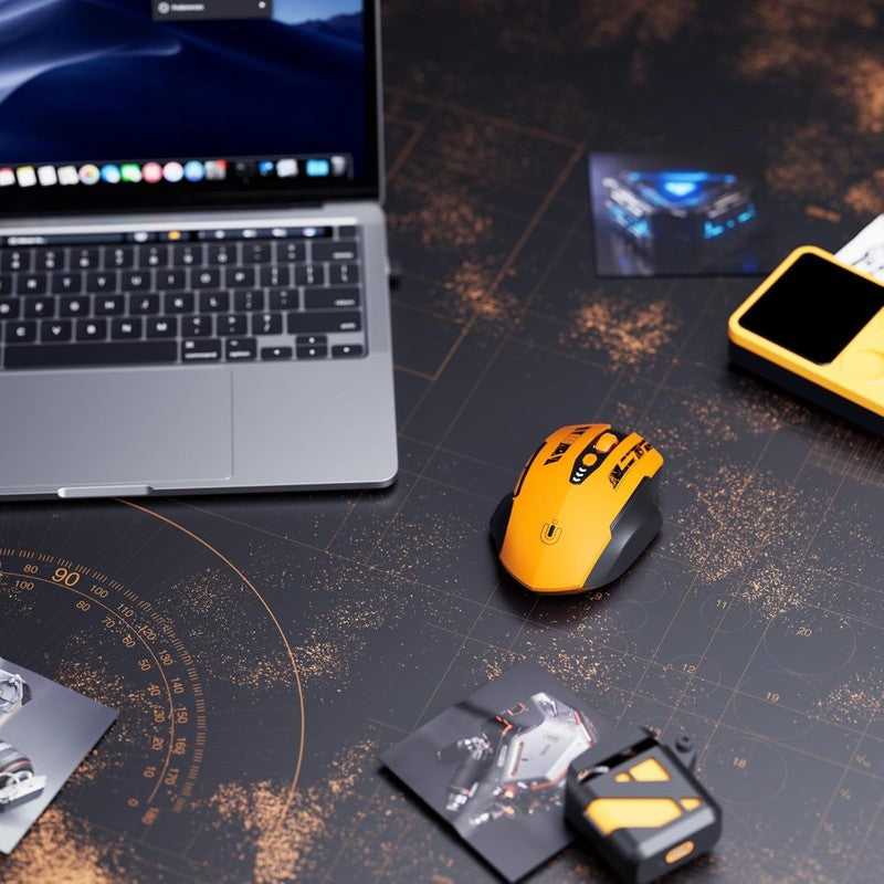 Wireless Rechargeable Mouse 2.4GHz Ergonomic 4 DPI Levels Yellow5