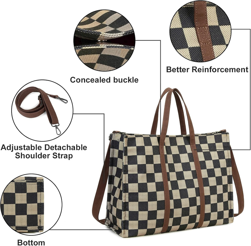 Laptop Tote Bag 15.6” Women Work Canvas Shoulder Messenger Handbag5