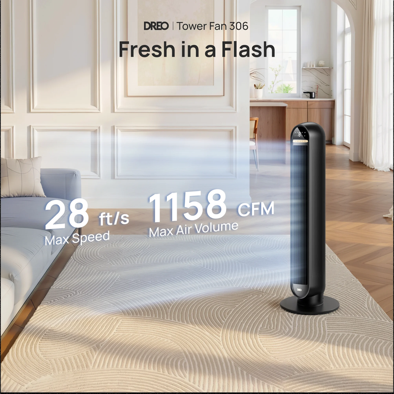 Tower Fans for Home, 36" Standing Floor Fan with Remote, 90° Oscillating Fan, 282