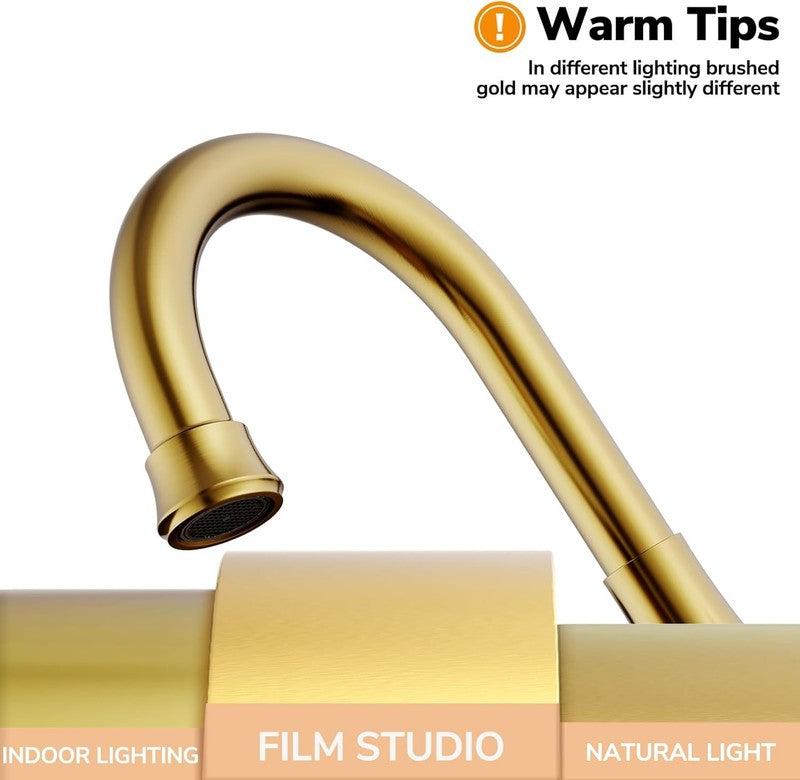 Brushed Gold Bathroom Sink Faucet 4" Centerset w/ Drain & Supply Hoses1