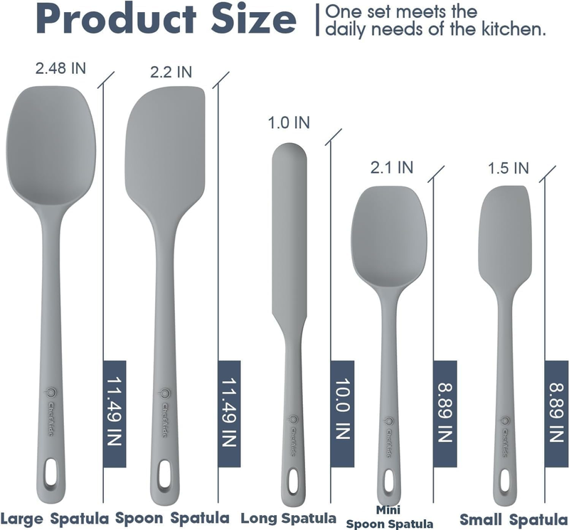 5 Piece Silicone Spatula Set Heat Resistant 600°F Nonstick Cookware1