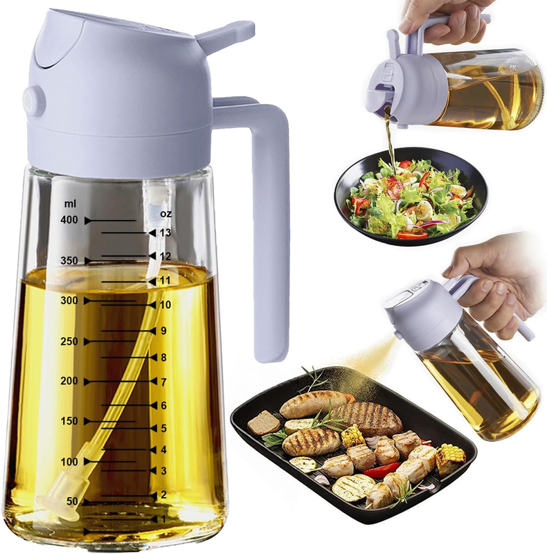 16oz Glass Olive Oil Sprayer 2 in 1 Dispenser Bottle Air Fryer BBQ Periwinkle0