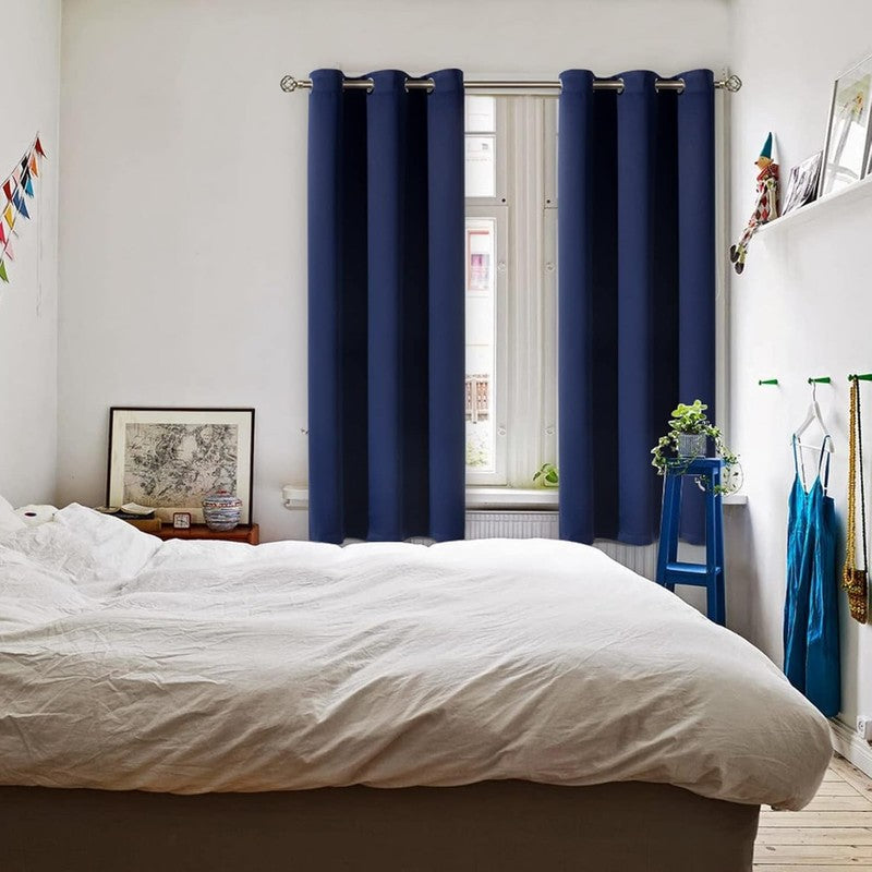 Navy Blue Blackout Curtains 63" - Thermal Insulated Grommet Drapes, Set of 21