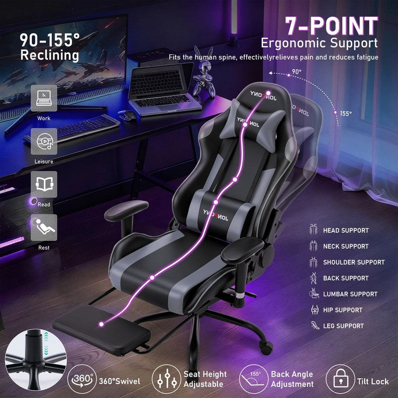 Game Chair,Ergonomically Designed Computer Chair with Headrest and 2D Armrests,W6