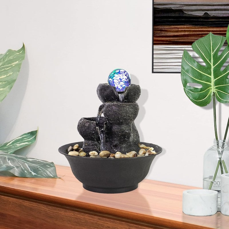 3-Step Tabletop Waterfall Fountain LED Modern Office Desktop Decor2