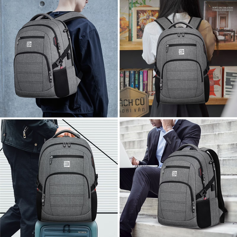 Laptop Backpack USB Charging Port Water Resistant Business Work Bag Men7