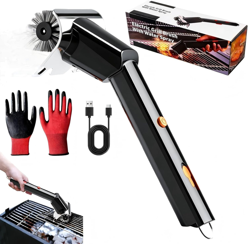 Rechargeable Electric BBQ Grill Brush, 2600Mah Battery, 2-Speed Power, LED Light0