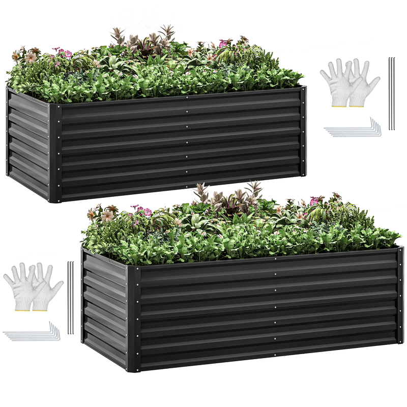 2-Pack 6Ftx3Ftx2Ft Large Raised Garden Bed Kit,Outdoor Galvanized Metal Patio Pl9