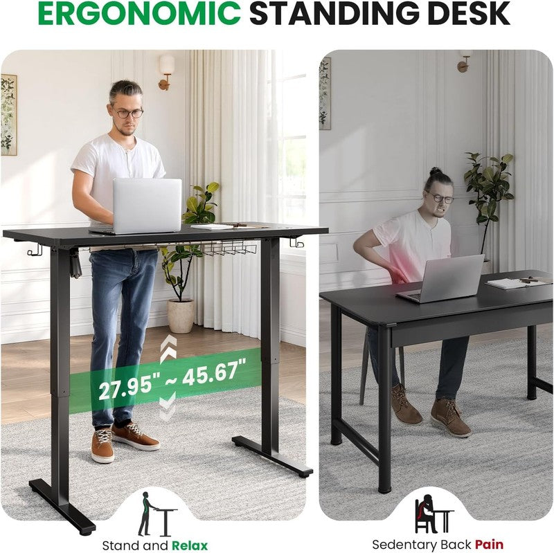 Electric Standing Desk Adjustable - 48 X 24 Inch Sit Stand up Desk with Cable Ma5