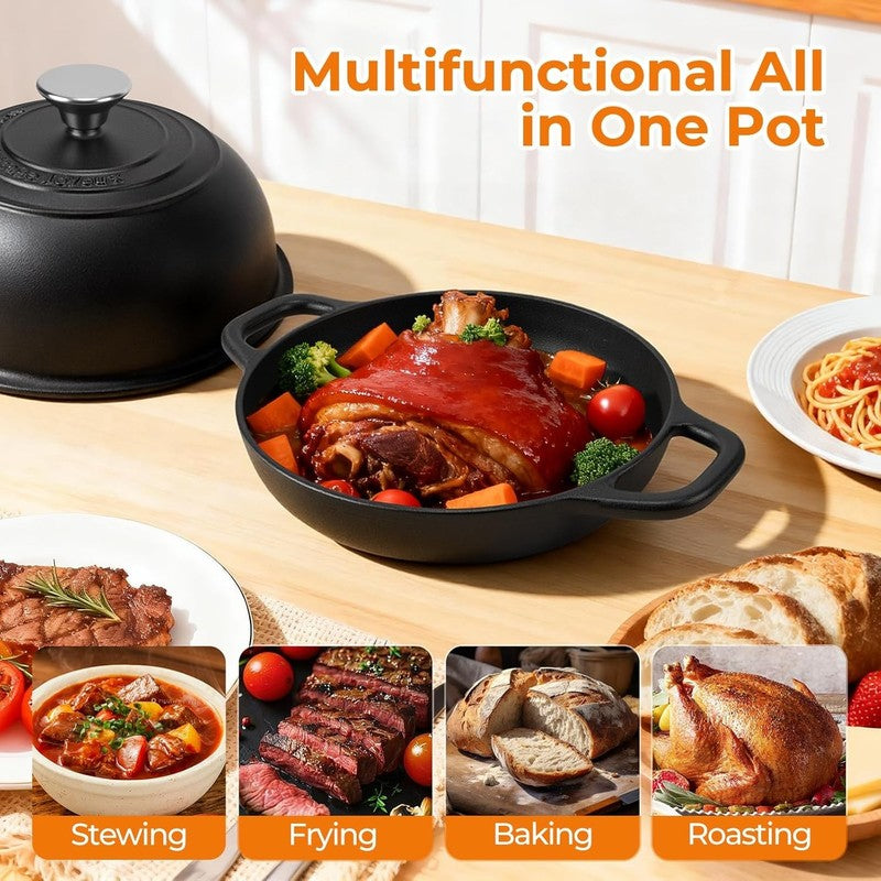 5QT Cast Iron Dutch Oven w/ Dome Lid Sourdough Bread Baking3