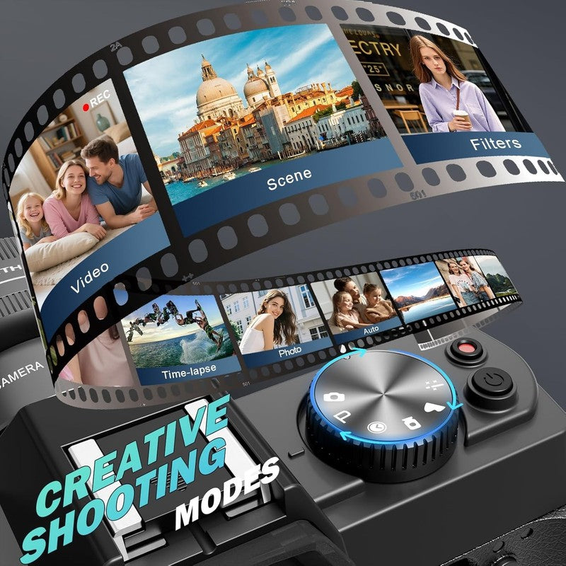 5K Digital Camera 64MP Vlogging 16X Zoom WiFi Wide & Macro Lens Anti-Shake Black4