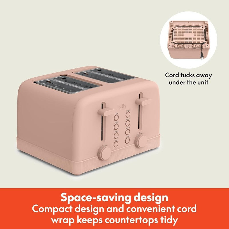 4 Slice Toaster 900W 6 Shade Reheat Cancel Anti Jam Auto Shut Off Tray Blossom1