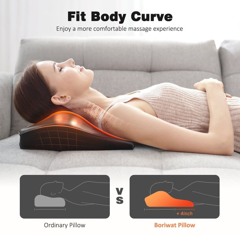 Neck & Back Massager with Heat, 3D Deep Kneading Shiatsu Pillow, Black — Gift fo6