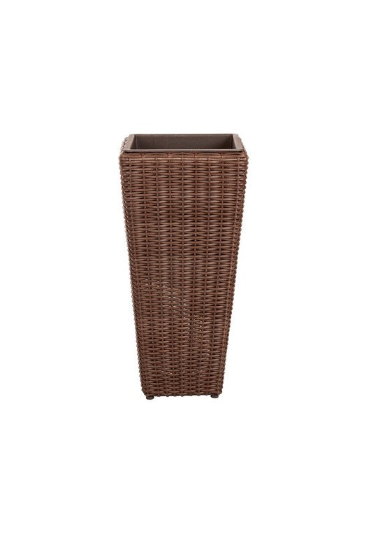62501 Alto Wicker All Weather Planter Set with Liners Tall Plant Decor Box for O2