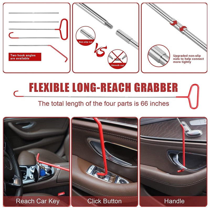 23PCS Professional Car Tool Kit with 66 Inch Pull Hook & J-Hook for Emergency Un2