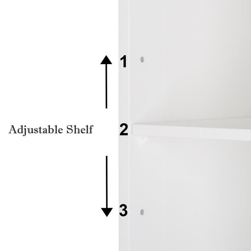White Wooden 2 Door Bathroom Cabinet Storage with 3 Shelves Free Standing1