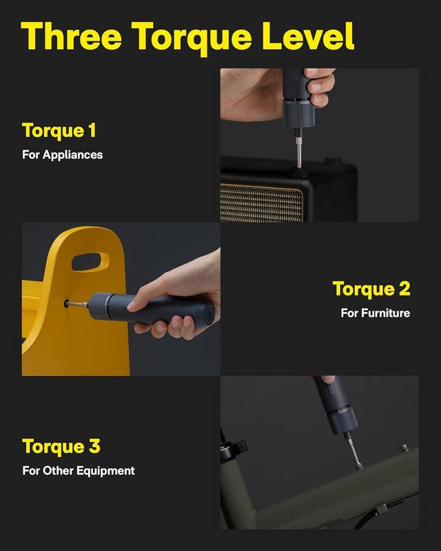 Electric Screwdriver Rechargeable, 3.6V Cordless Screwdriver Set USB C, 1/4'' He1