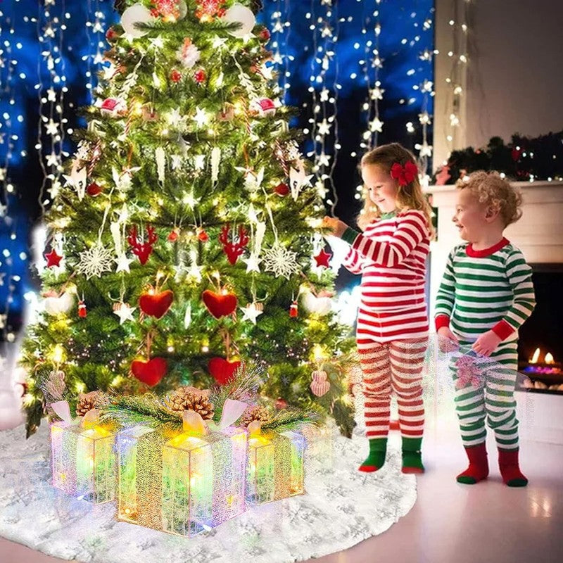 Set of 3 Christmas Lighted Gift Boxes 60 LED Pre-Lit Outdoor Indoor Multi-Color5