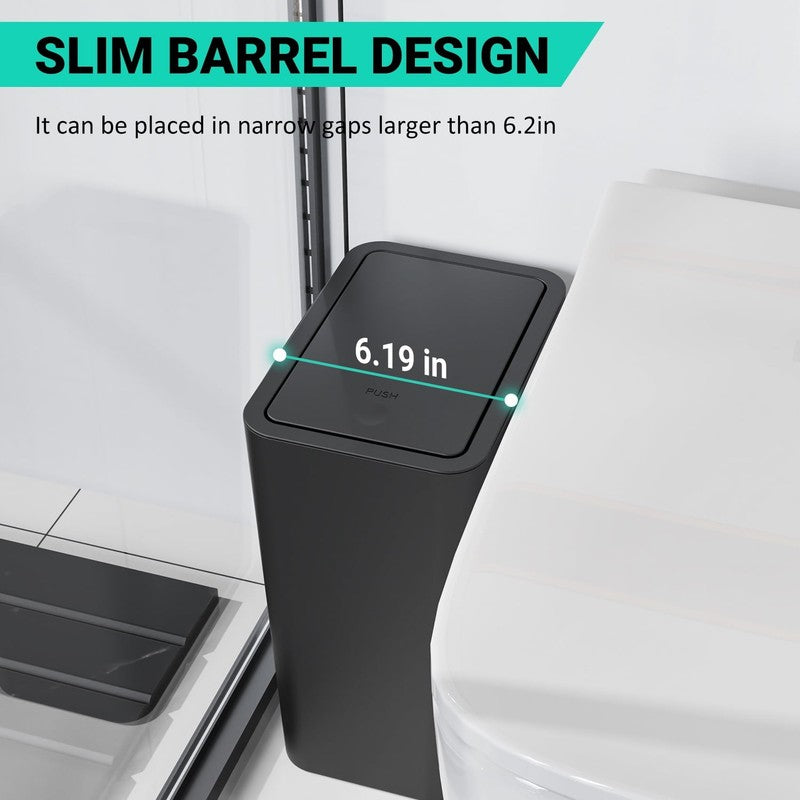 3-Pack Slim Trash Can with Lid, 10L for Home & Office - White, Black, Gray3