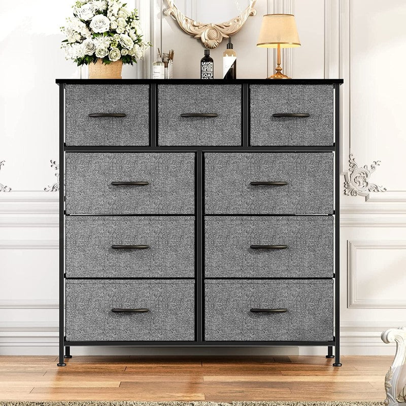 Fabric Dresser for Bedroom 9 Drawer, Grey3