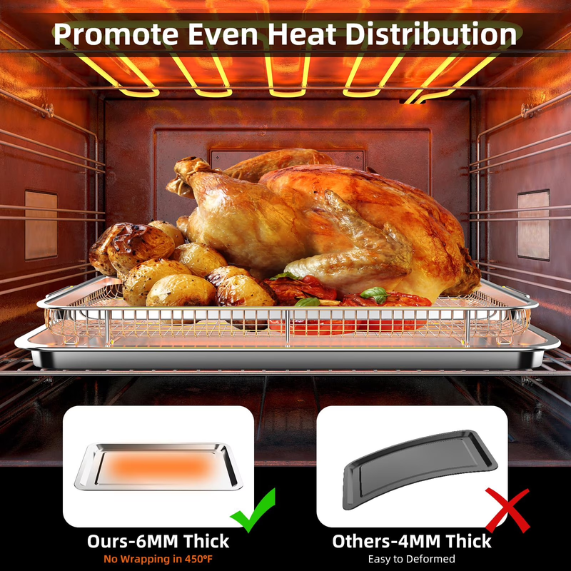 2 Set XL Air Fryer Basket for Oven Tray Crisper Pan Stainless Steel 30PCS5