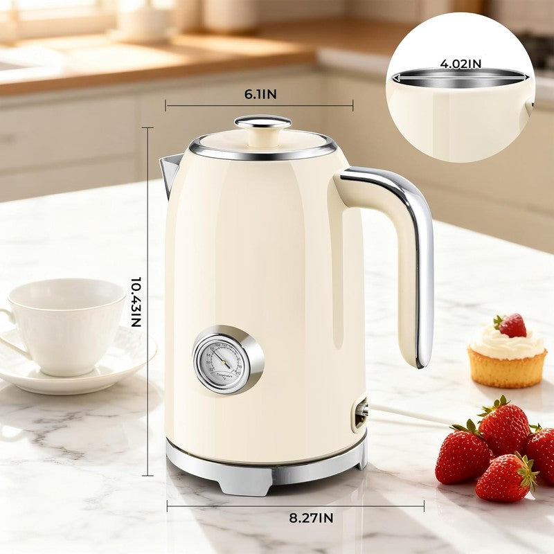 Electric Kettle 57Oz 1500W Stainless Steel Fast Boil w/ Thermometer Beige6