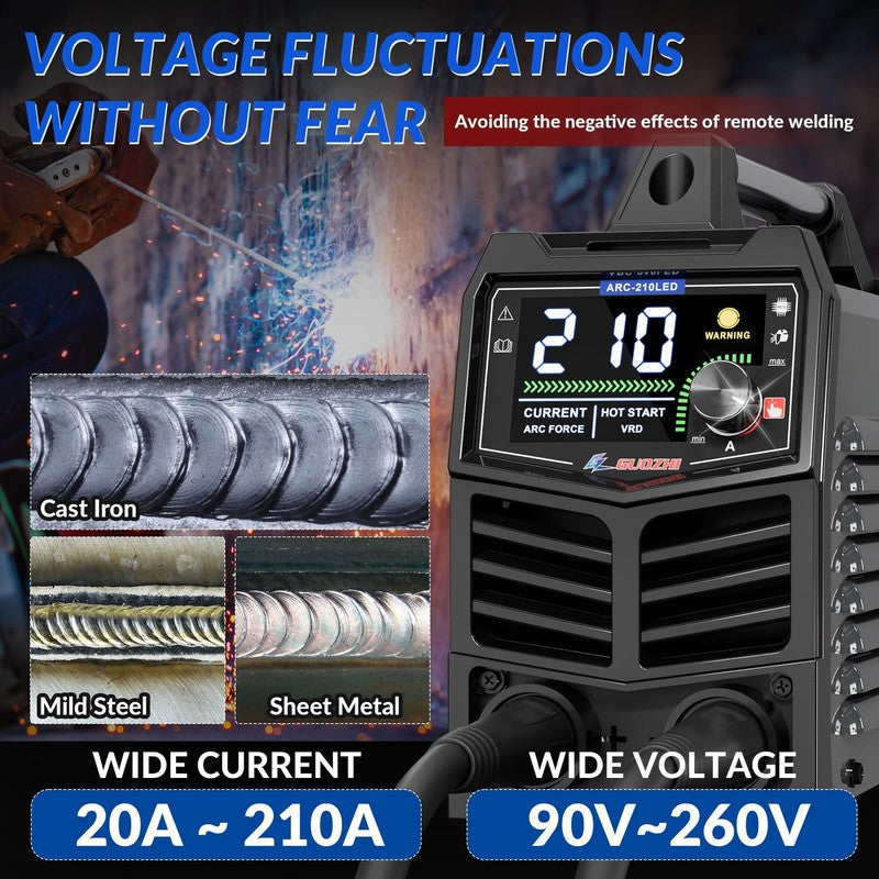 210A Stick Welder, Smart LED Welder Machine, 110V/220V High-Power ARC Welder Too5