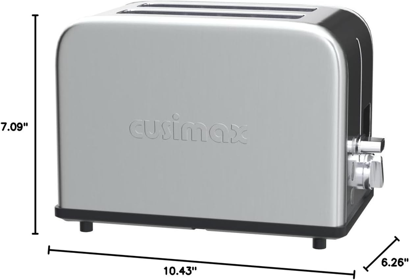 Silver Stainless Steel 2 Slice Toaster - LED Display, Wide Slots, 6 Shades Bagel6
